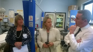 Kevin Hogan and NNSW LHD Executive director Lynne Weir (left) brief Assistant Minister for Health Senator Fiona Nash about the upgrade of Casino Hospital ED during a recent visit.