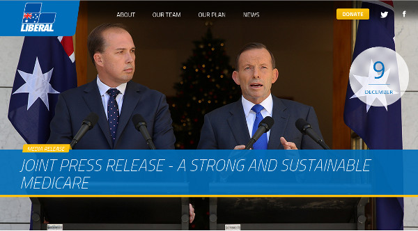 Prime Minister, Tony Abbott, and former Health Minister, Peter Dutton, announcing changes to Medicare